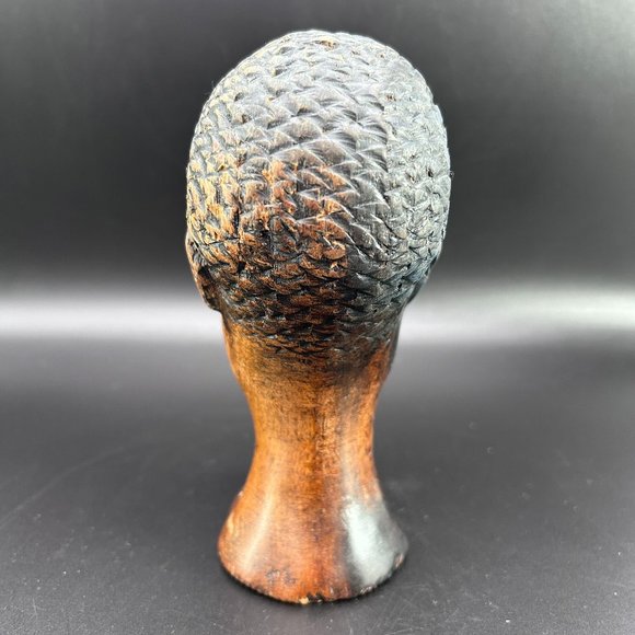 Hand Carved Wooden Male African Head Statue Approx 6" x 3" x 2.5" Decor Accents - Picture 5 of 14